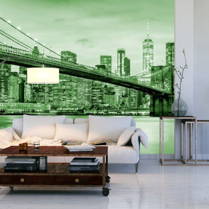 Fototapeta Brooklyn Bridge Nyc W Kolorze Zielonym
