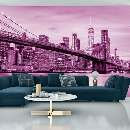 Fototapeta Brooklyn Bridge Nyc W Kolorze Różowym