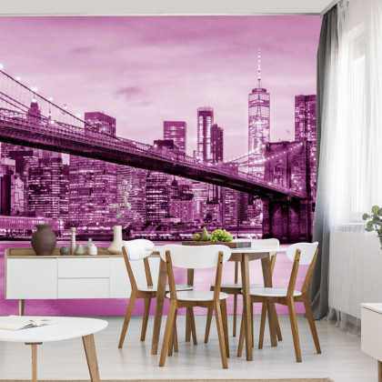 Fototapeta Brooklyn Bridge Nyc W Kolorze Różowym