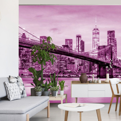 Fototapeta Brooklyn Bridge Nyc W Kolorze Różowym