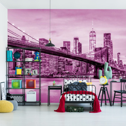 Fototapeta Brooklyn Bridge Nyc W Kolorze Różowym