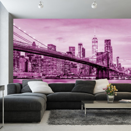 Fototapeta Brooklyn Bridge Nyc W Kolorze Różowym