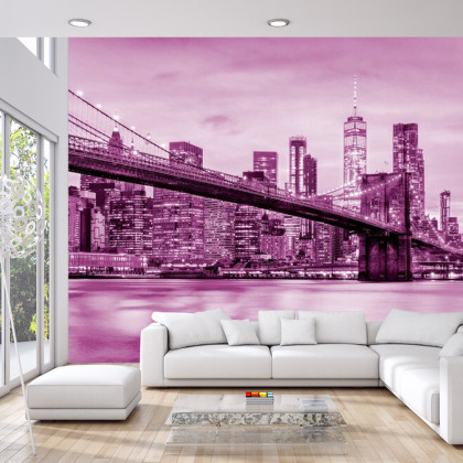 Fototapeta Brooklyn Bridge Nyc W Kolorze Różowym