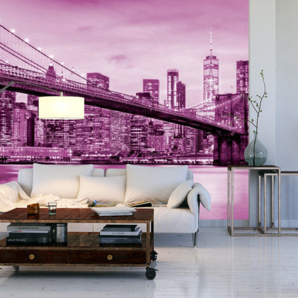 Fototapeta Brooklyn Bridge Nyc W Kolorze Różowym