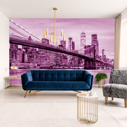 Fototapeta Brooklyn Bridge Nyc W Kolorze Różowym