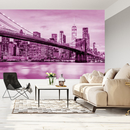 Fototapeta Brooklyn Bridge Nyc W Kolorze Różowym