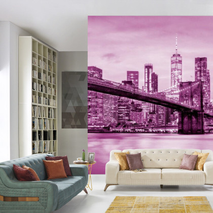 Fototapeta Brooklyn Bridge Nyc W Kolorze Różowym