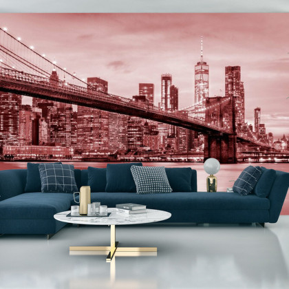 Fototapeta Brooklyn Bridge Nyc W Czerwieni