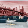 Fototapeta Brooklyn Bridge Nyc W Czerwieni
