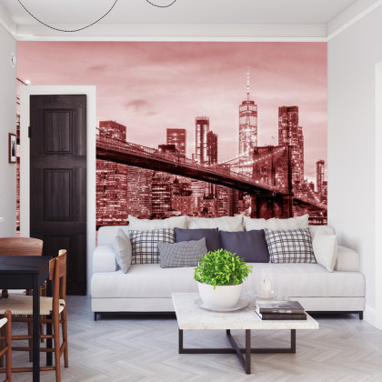 Fototapeta Brooklyn Bridge Nyc W Czerwieni