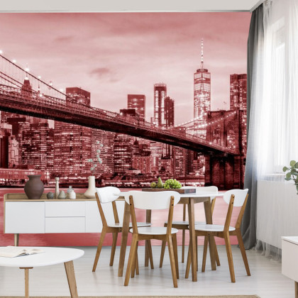 Fototapeta Brooklyn Bridge Nyc W Czerwieni