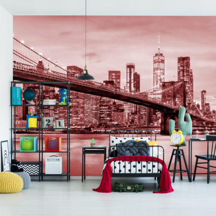 Fototapeta Brooklyn Bridge Nyc W Czerwieni