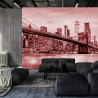 Fototapeta Brooklyn Bridge Nyc W Czerwieni