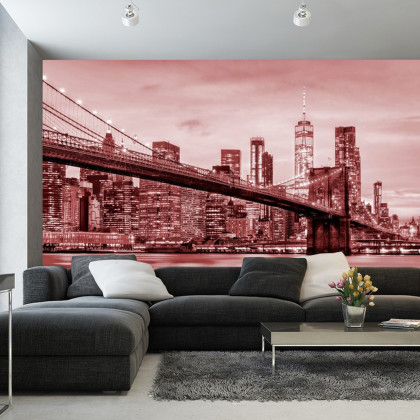 Fototapeta Brooklyn Bridge Nyc W Czerwieni