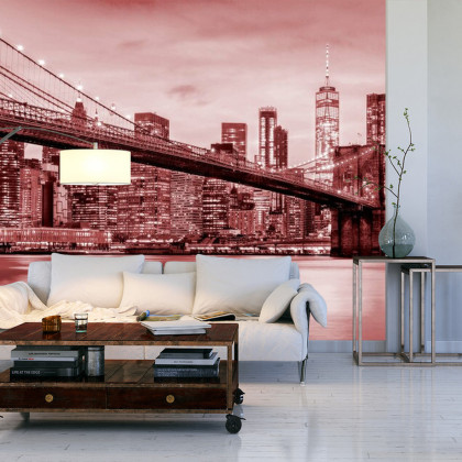 Fototapeta Brooklyn Bridge Nyc W Czerwieni