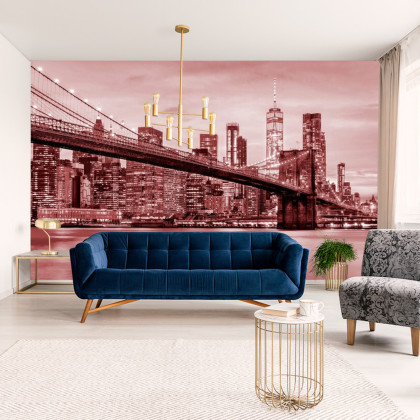 Fototapeta Brooklyn Bridge Nyc W Czerwieni