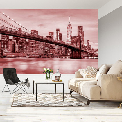 Fototapeta Brooklyn Bridge Nyc W Czerwieni