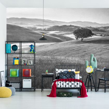 Fototapeta Rolling Hills Faded Vintage W Czerni I Bieli