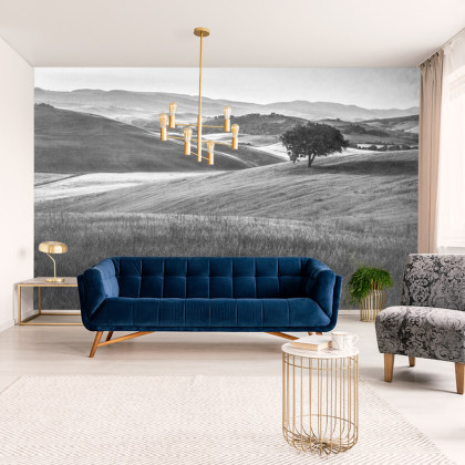 Fototapeta Rolling Hills Faded Vintage W Czerni I Bieli