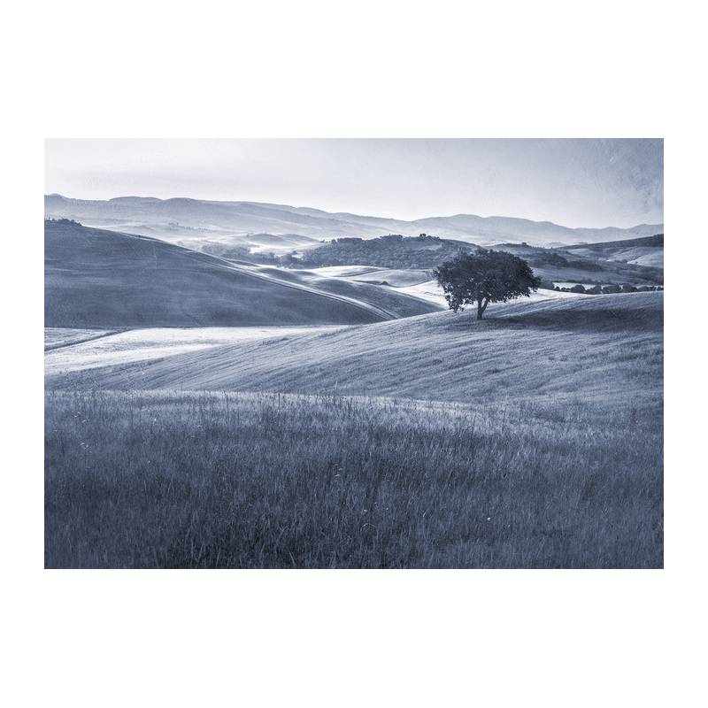 Fototapeta Rolling Hills Faded Vintage W Kolorze Niebieskim