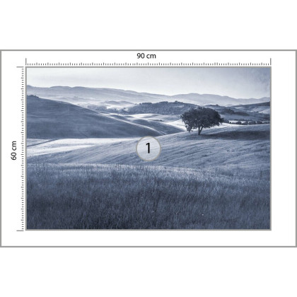 Fototapeta Rolling Hills Faded Vintage W Kolorze Niebieskim