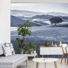 Fototapeta Rolling Hills Faded Vintage W Kolorze Niebieskim