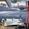 Fototapeta Rolling Hills Faded Vintage W Kolorze Niebieskim