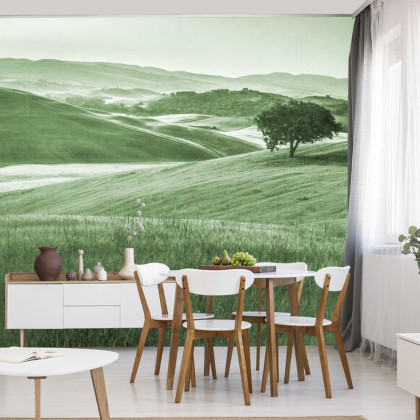 Fototapeta Rolling Hills Faded Vintage W Kolorze Zielonym