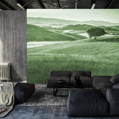 Fototapeta Rolling Hills Faded Vintage W Kolorze Zielonym