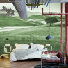 Fototapeta Rolling Hills Faded Vintage W Kolorze Zielonym