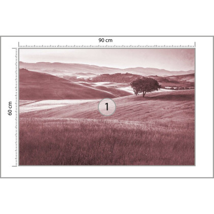 Fototapeta Rolling Hills Faded Vintage W Kolorze Czerwonym