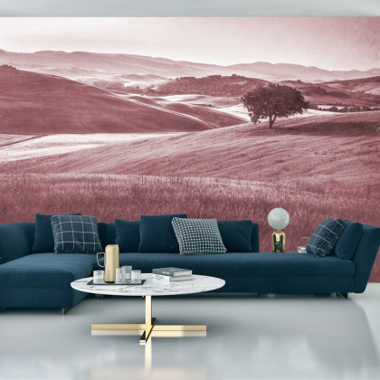Fototapeta Rolling Hills Faded Vintage W Kolorze Czerwonym