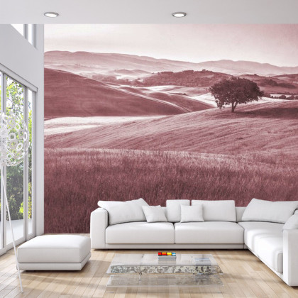 Fototapeta Rolling Hills Faded Vintage W Kolorze Czerwonym