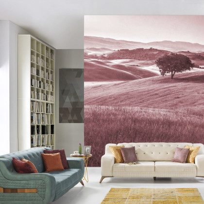 Fototapeta Rolling Hills Faded Vintage W Kolorze Czerwonym