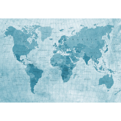 Fototapeta Mapa Świata Teksturowana Na Niebiesko
