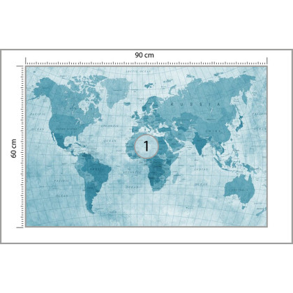 Fototapeta Mapa Świata Teksturowana Na Niebiesko