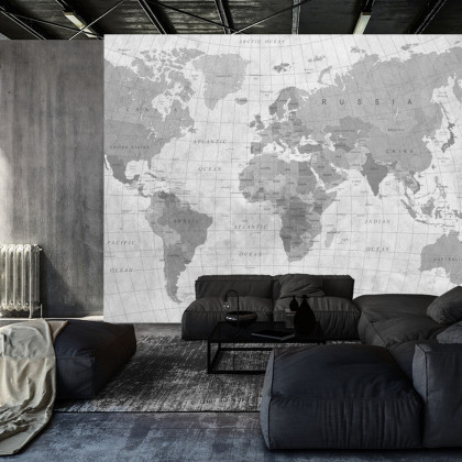 Fototapeta Mapa Świata Teksturowanej Monochromatyczne