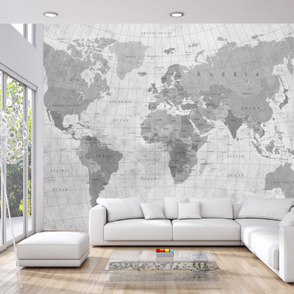 Fototapeta Mapa Świata Teksturowanej Monochromatyczne