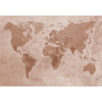 Fototapeta Mapa Świata Teksturowanej Sepii