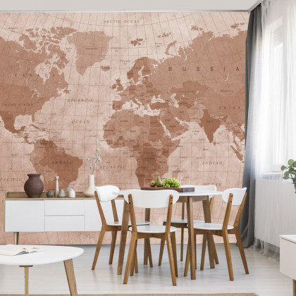 Fototapeta Mapa Świata Teksturowanej Sepii