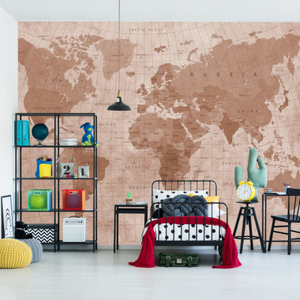 Fototapeta Mapa Świata Teksturowanej Sepii