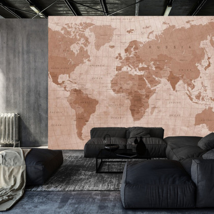 Fototapeta Mapa Świata Teksturowanej Sepii