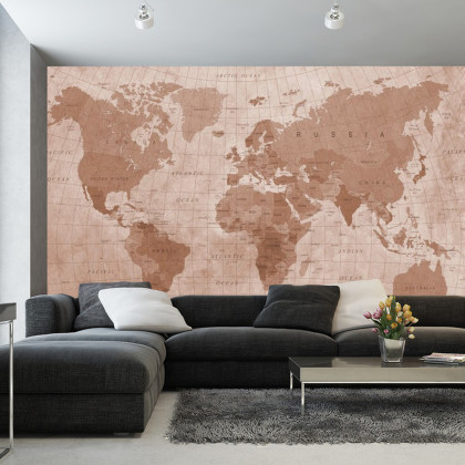 Fototapeta Mapa Świata Teksturowanej Sepii