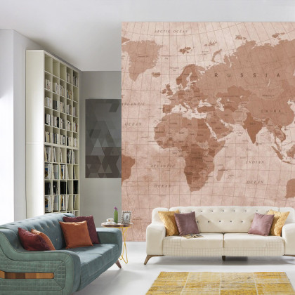 Fototapeta Mapa Świata Teksturowanej Sepii
