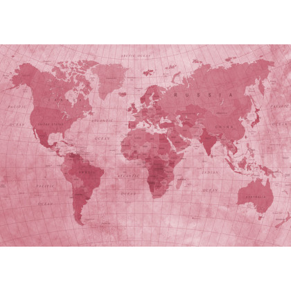Fototapeta Mapa Świata Teksturowana Na Czerwono