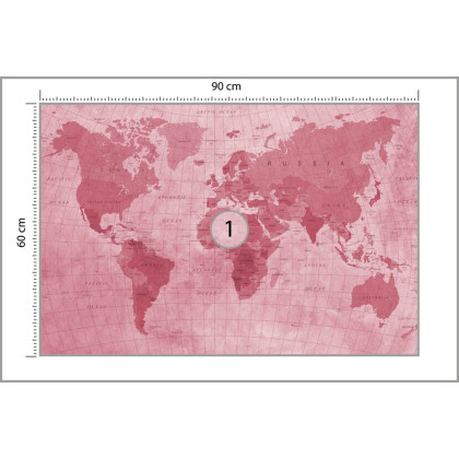 Fototapeta Mapa Świata Teksturowana Na Czerwono