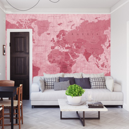 Fototapeta Mapa Świata Teksturowana Na Czerwono