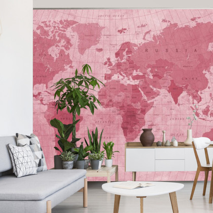 Fototapeta Mapa Świata Teksturowana Na Czerwono