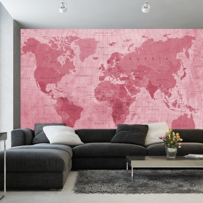 Fototapeta Mapa Świata Teksturowana Na Czerwono