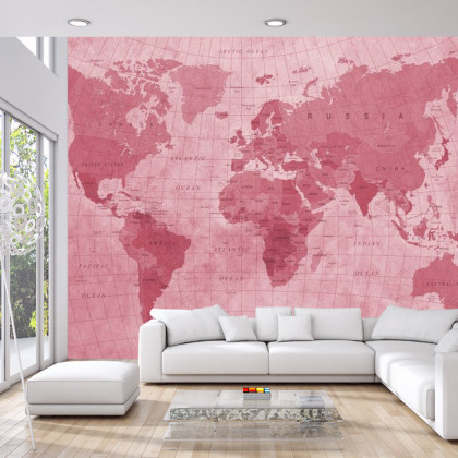 Fototapeta Mapa Świata Teksturowana Na Czerwono